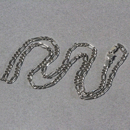 Cadena Fígaro sólida de 3.0mm de oro blanco de 14k