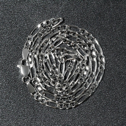Cadena Fígaro sólida de 3.0mm de oro blanco de 14k