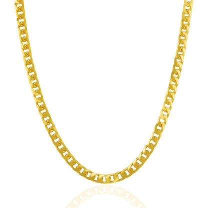 Cadena cubana maciza Miami de oro amarillo de 14k y 4,4mm