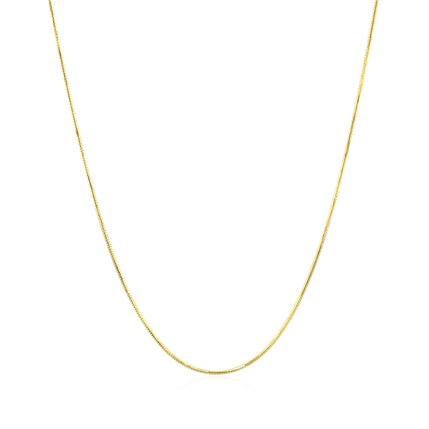 Cadena redonda de serpiente de oro amarillo de 14k de 0.7mm