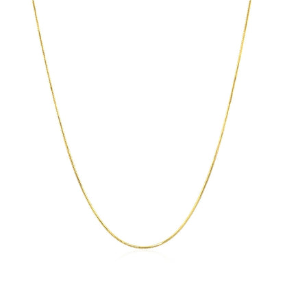Cadena redonda de serpiente de oro amarillo de 14k de 0.7mm