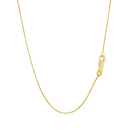 Cadena redonda de serpiente de oro amarillo de 14k de 0.7mm