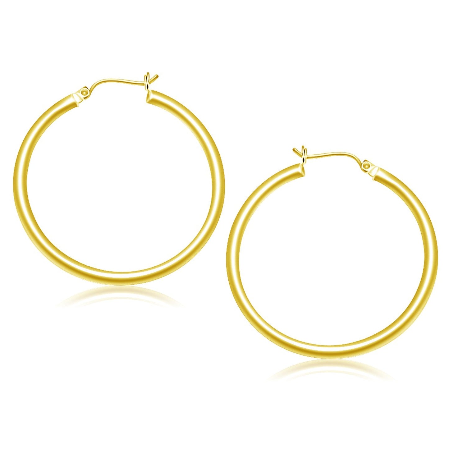 Pendientes de aro pulidos de oro amarillo de 14 quilates (40 mm)