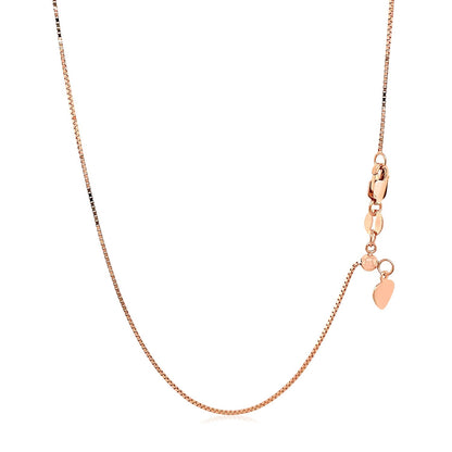 Cadena ajustable de oro rosa de 14k, 0,7 mm