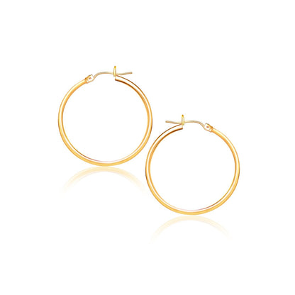 Pendientes de aro pulidos de oro amarillo de 14k (2x40 mm)