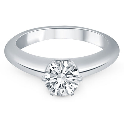 Anillo de compromiso de oro blanco de 14 quilates con solitario tipo catedral