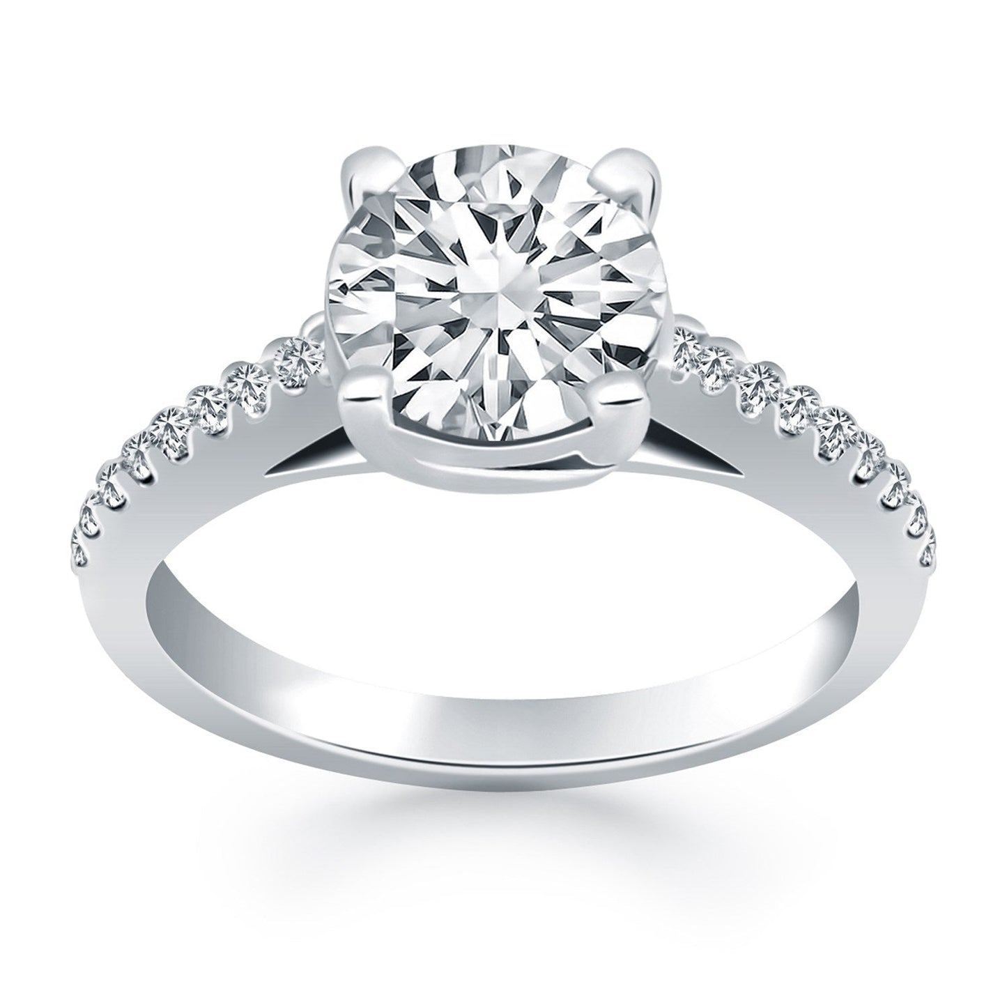 Anillo de compromiso de diamante de celosía de oro blanco de 14k