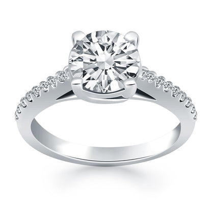 Anillo de compromiso de diamante de celosía de oro blanco de 14k