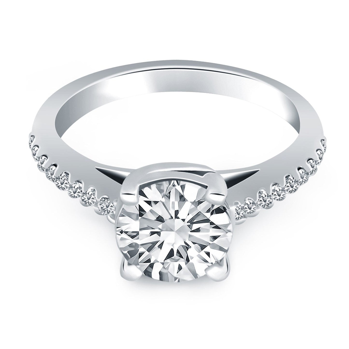 Anillo de compromiso de diamante de celosía de oro blanco de 14k