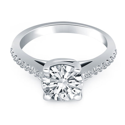 Anillo de compromiso de diamante de celosía de oro blanco de 14k