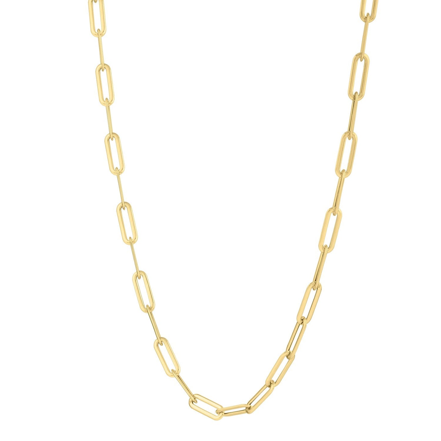 Cadena de eslabones ovalados cóncavos de oro amarillo de 14k (4.80 mm)