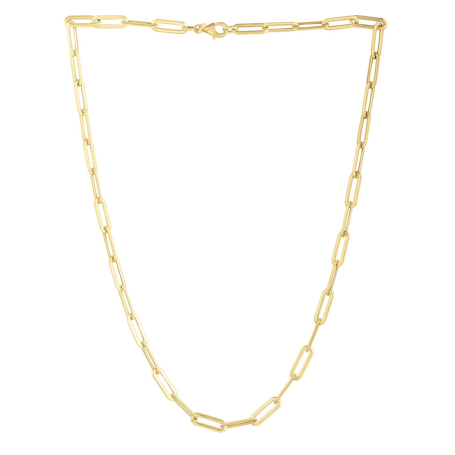 Cadena de eslabones ovalados cóncavos de oro amarillo de 14k (4.80 mm)