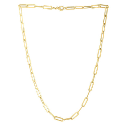 Cadena de eslabones ovalados cóncavos de oro amarillo de 14k (4.80 mm)