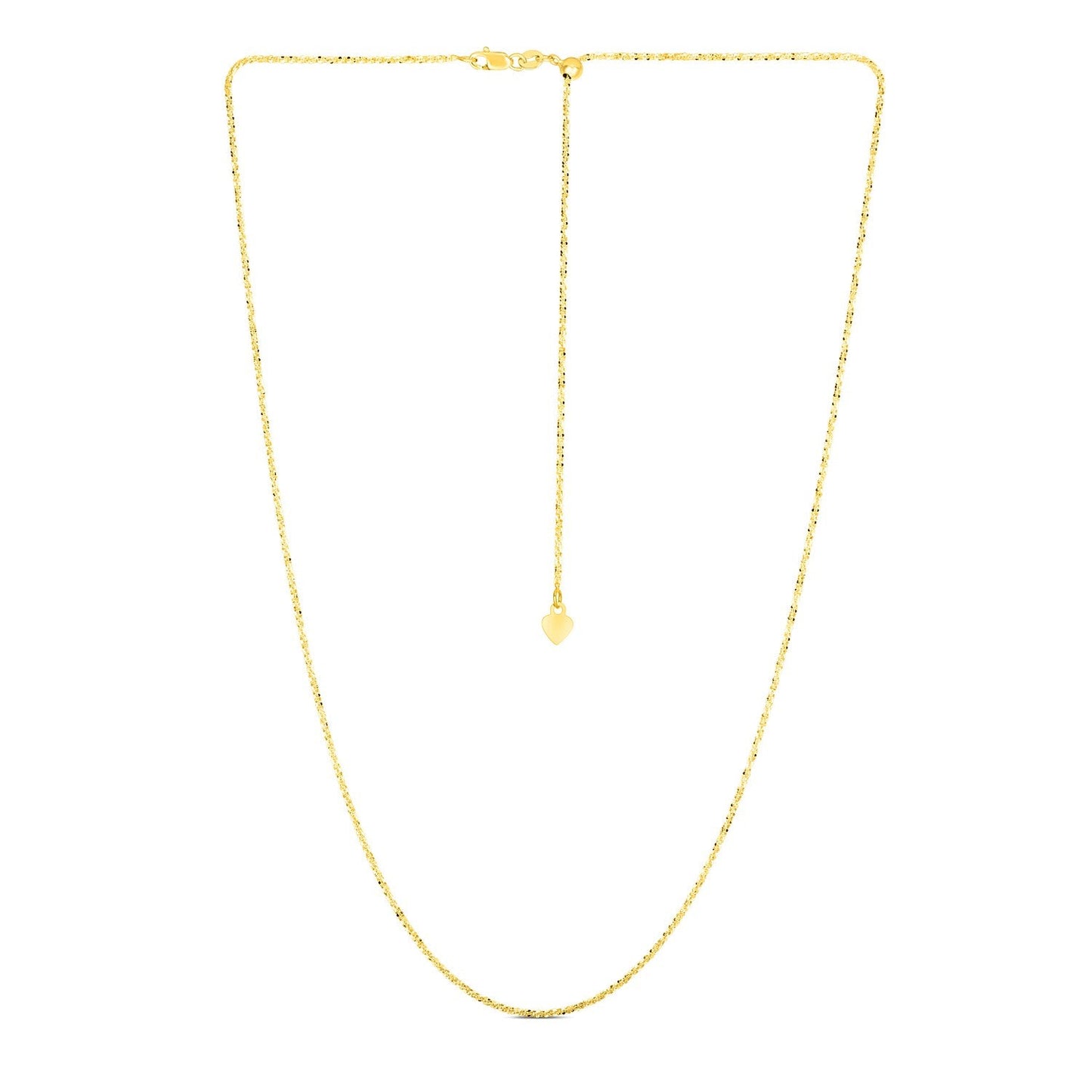Cadena ajustable de oro amarillo de 14k con brillo, 1.5mm