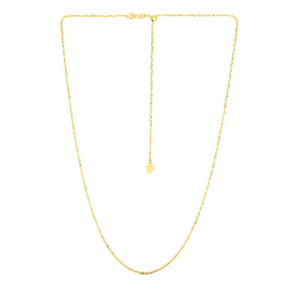 Cadena ajustable de oro amarillo de 14k con brillo, 1.5mm