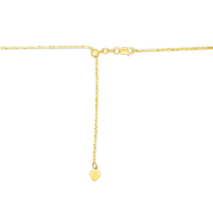Cadena ajustable de oro amarillo de 14k con brillo, 1.5mm