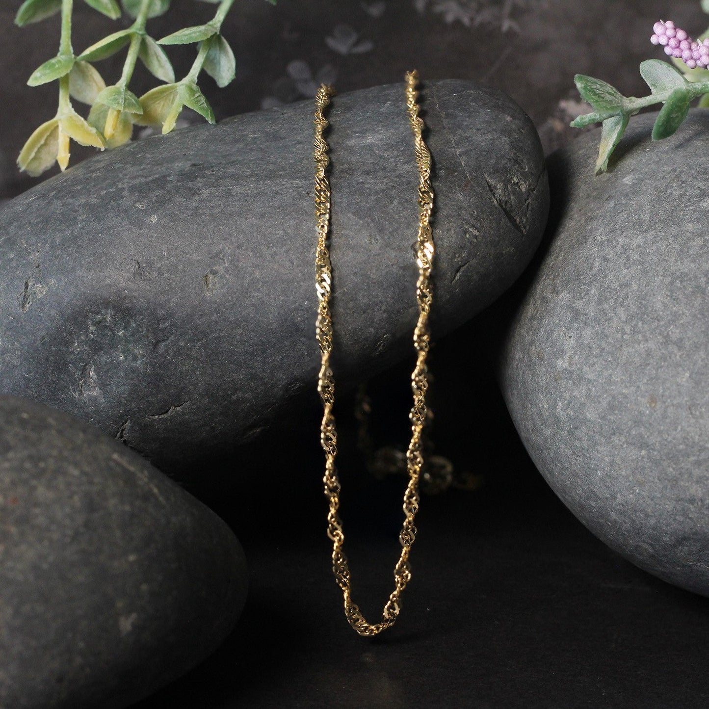 Cadena Singapur de oro amarillo de 14k y 2.1mm