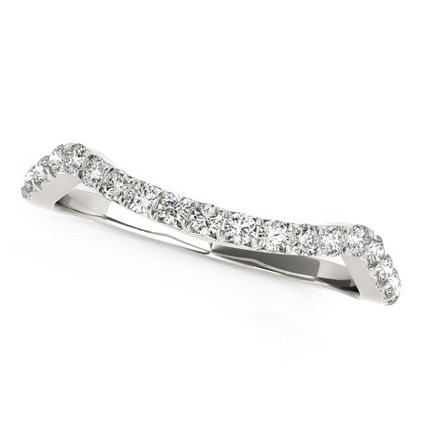 Anillo de boda de diamantes de oro blanco de 14k con diseño moderno curvado (1/5 quilates en total)