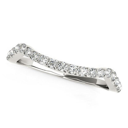 Anillo de boda de diamantes de oro blanco de 14k con diseño moderno curvado (1/5 quilates en total)