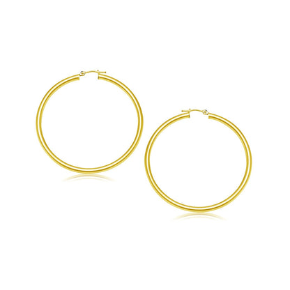 Pendientes de aro pulidos de oro amarillo de 14k (25 mm)