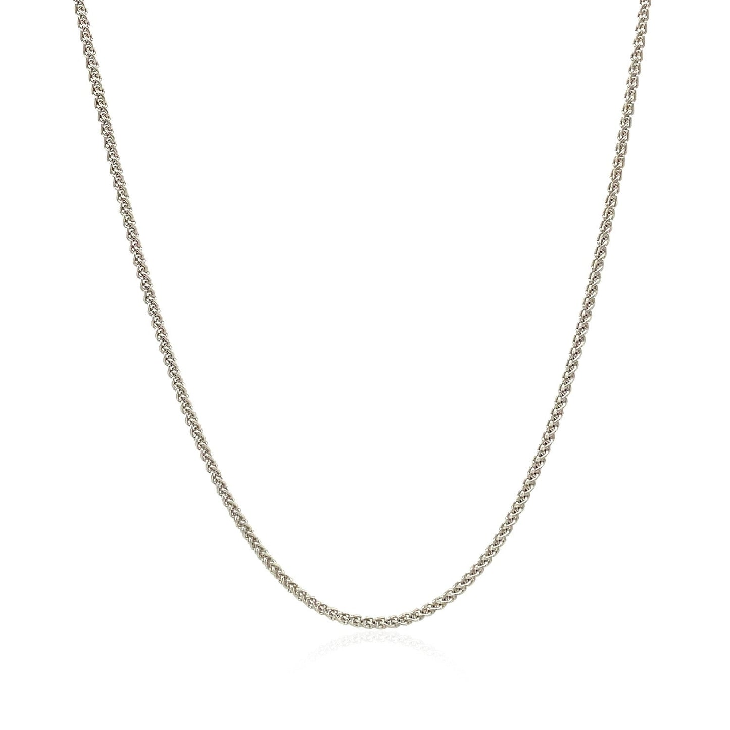 Cadena redonda de trigo de oro blanco de 18k 1,4mm