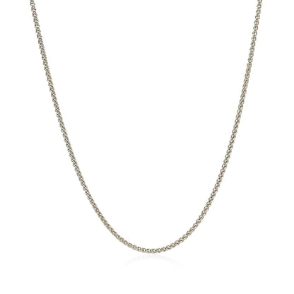 Cadena redonda de trigo de oro blanco de 18k 1,4mm