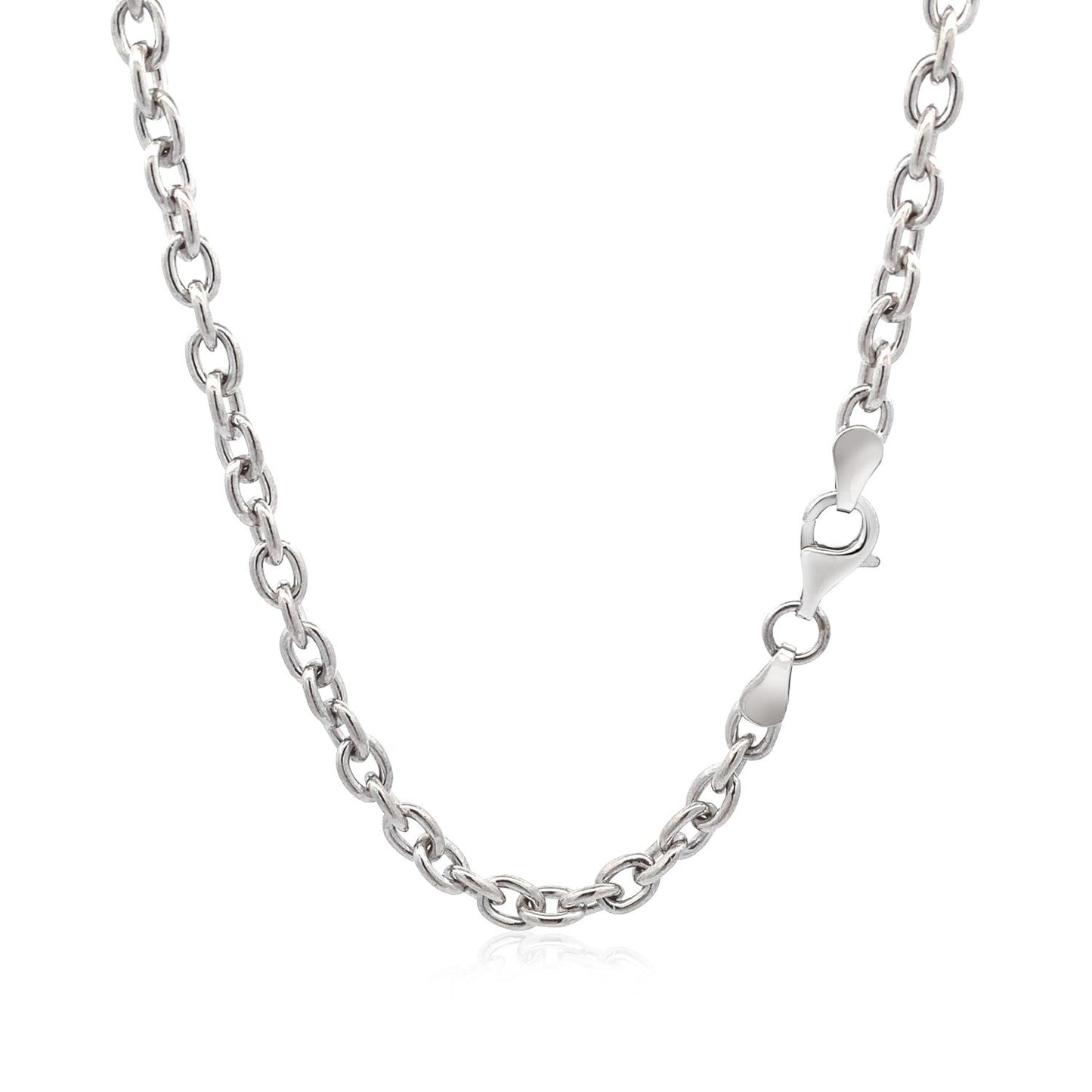 Pulsera de cadena de plata de ley rodiada con motivo de corazón plano