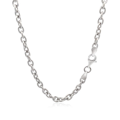 Pulsera de cadena de plata de ley rodiada con motivo de corazón plano