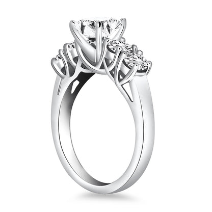 Anillo de compromiso de oro blanco de 14k con cinco diamantes en forma de enrejado