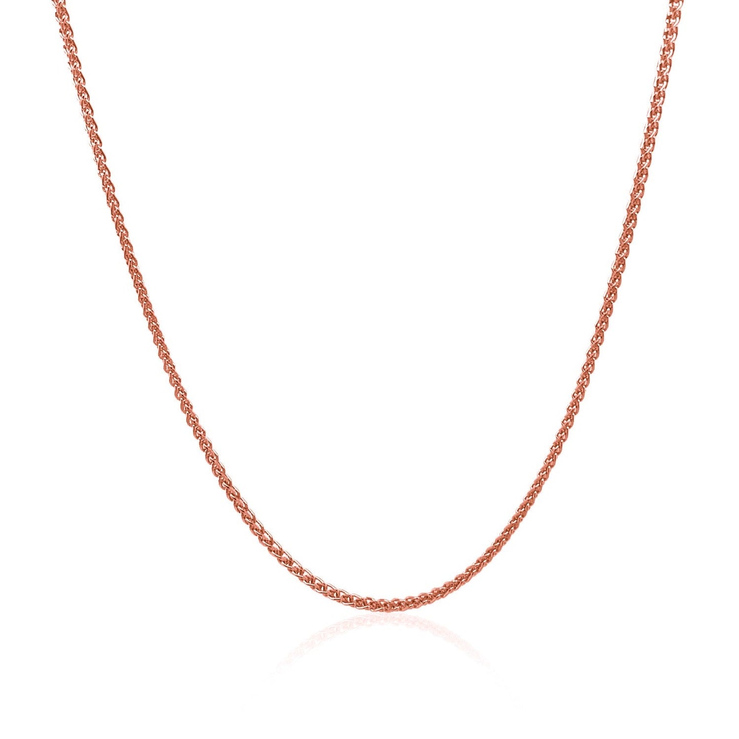 Cadena de Trigo Redonda con Corte de Diamante en Oro Rosa de 14k de 1.1mm