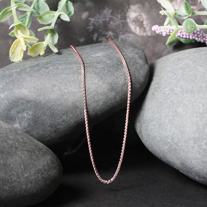 Cadena de Trigo Redonda con Corte de Diamante en Oro Rosa de 14k de 1.1mm