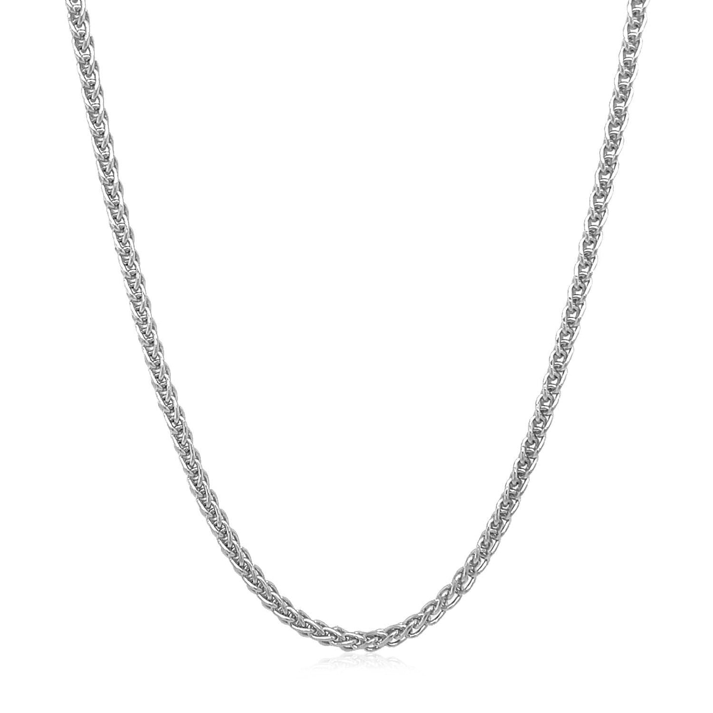 Cadena de trigo redonda de oro blanco de 14k de 2.1mm