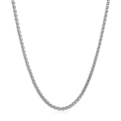 Cadena de trigo redonda de oro blanco de 14k de 2.1mm