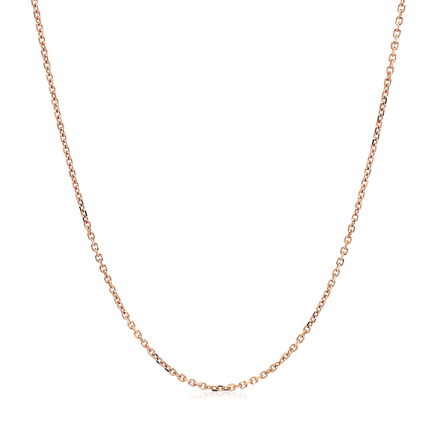 Cadena de eslabones tipo cable de 1,1 mm, oro rosa de 14k, corte diamante