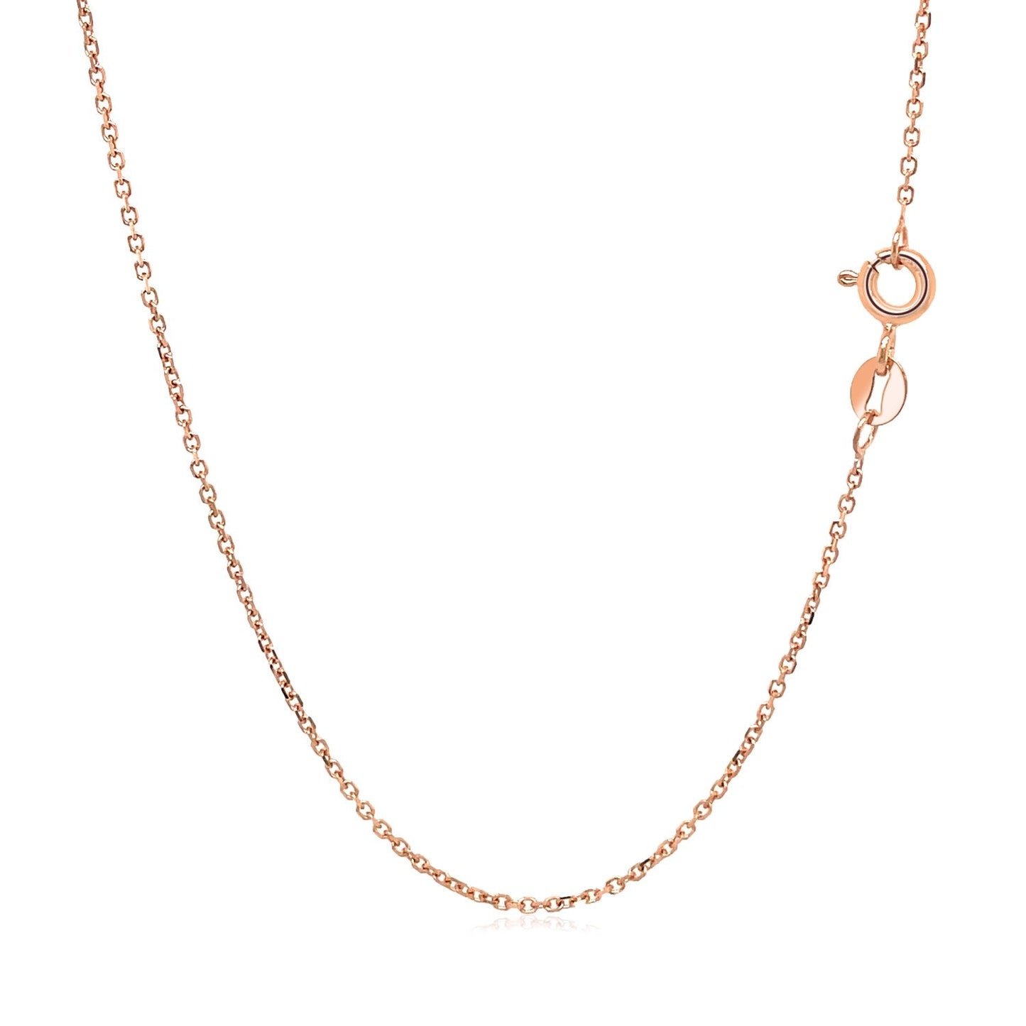Cadena de eslabones tipo cable de 1,1 mm, oro rosa de 14k, corte diamante