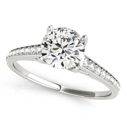 Anillo de compromiso de oro blanco de 14k con diamante y diseño catedral (1 1/3 quilates en total)