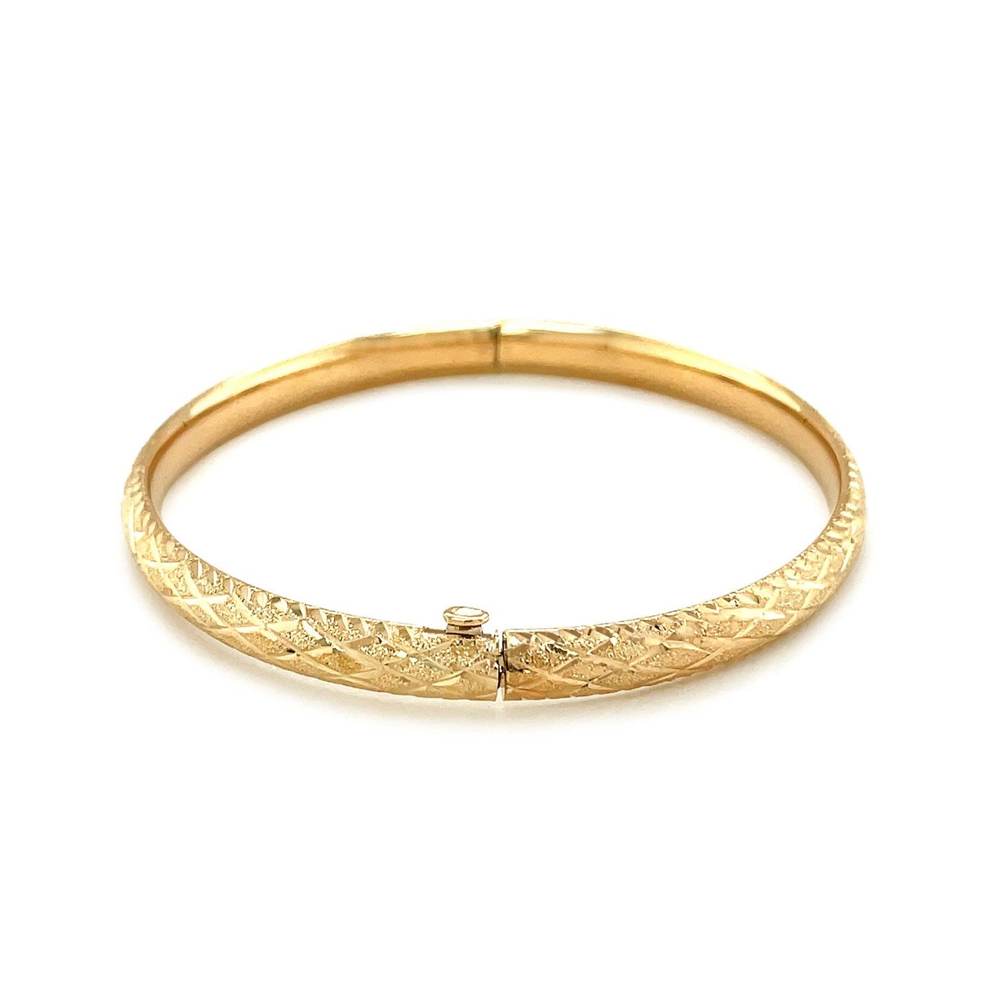 Pulsera para niños de oro amarillo de 14k con diseño de corte de diamante motivo domo
