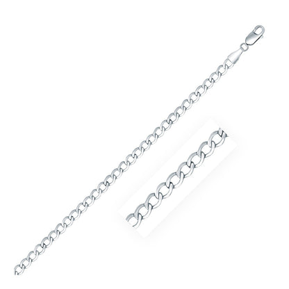 Cadena estilo acera de plata esterlina de 3,7 mm chapada en rodio