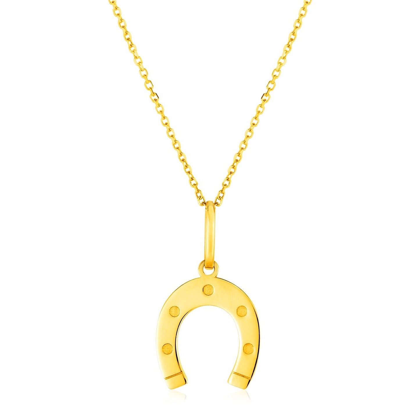 Collar de oro amarillo de 14 quilates con herradura