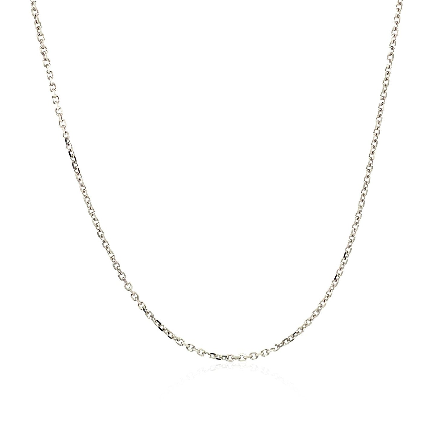 Cadena de eslabones de cable con corte de diamante de oro blanco de 14k y 1,1 mm