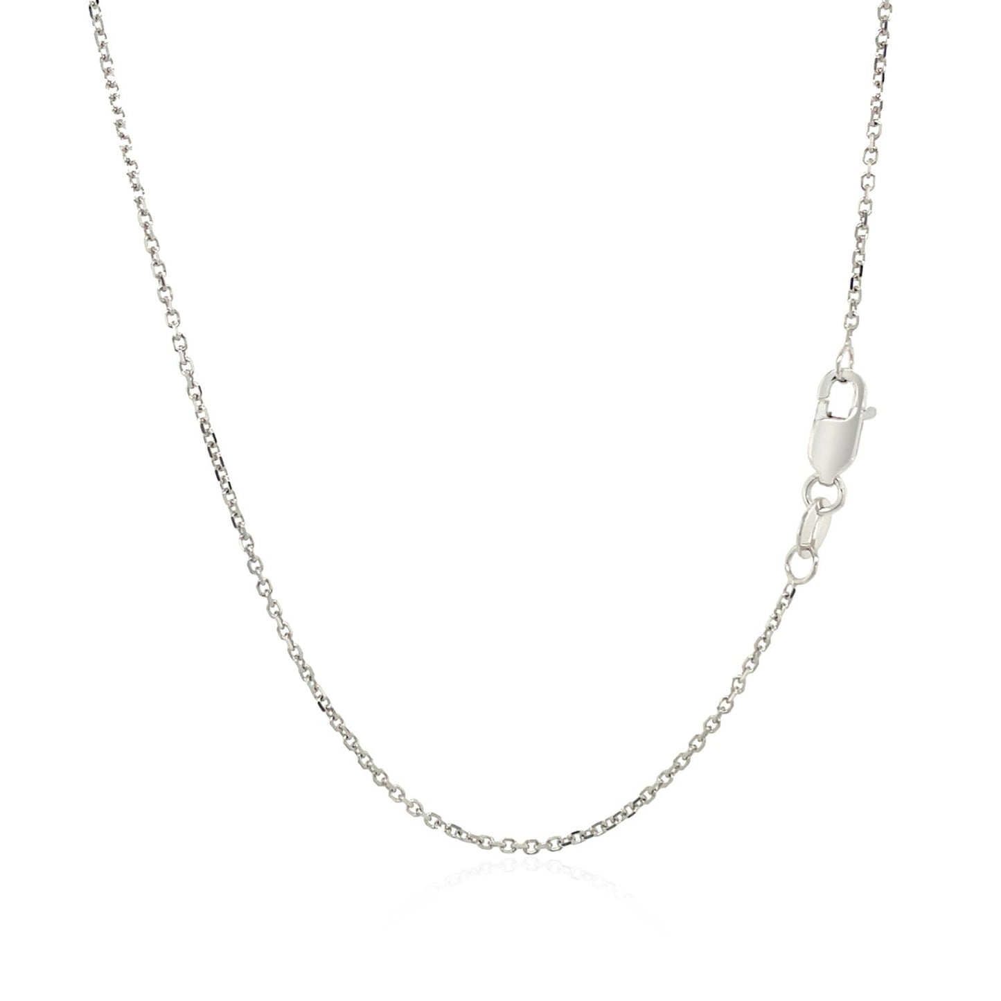 Cadena de eslabones de cable con corte de diamante de oro blanco de 14k y 1,1 mm