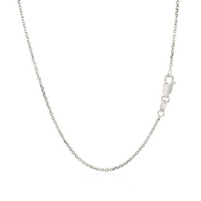 Cadena de eslabones de cable con corte de diamante de oro blanco de 14k y 1,1 mm