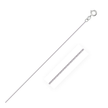 Cadena de trigo redonda de oro blanco de 14k con corte de diamante de 0,6mm