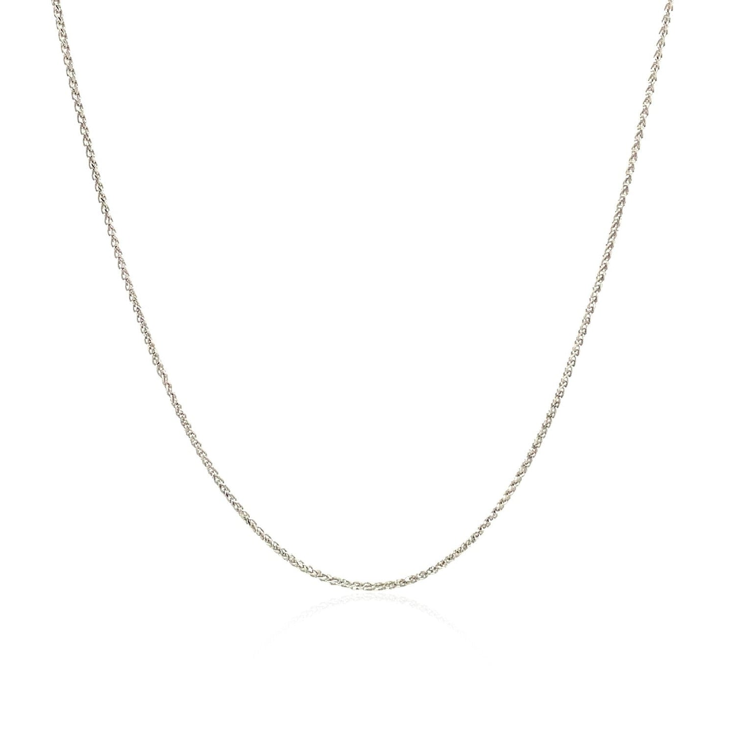 Cadena de trigo redonda de oro blanco de 14k con corte de diamante de 0,6mm