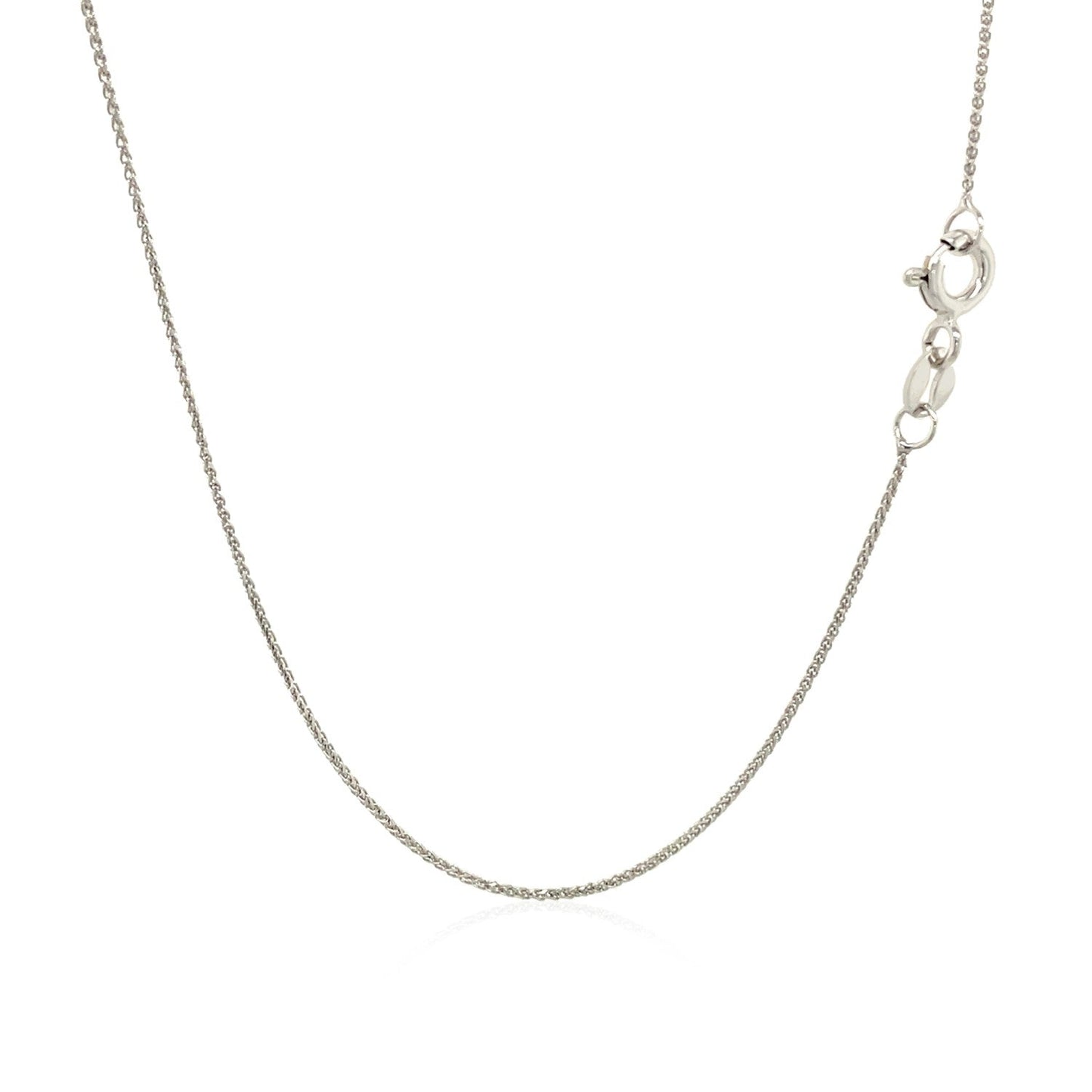 Cadena de trigo redonda de oro blanco de 14k con corte de diamante de 0,6mm