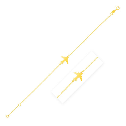 Pulsera de avión de oro amarillo de 14 quilates