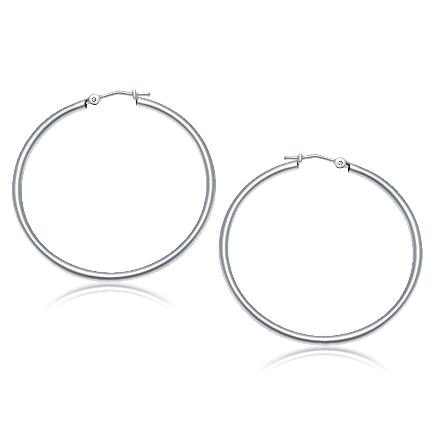 Pendientes de aro pulidos de oro blanco de 14k (40 mm)