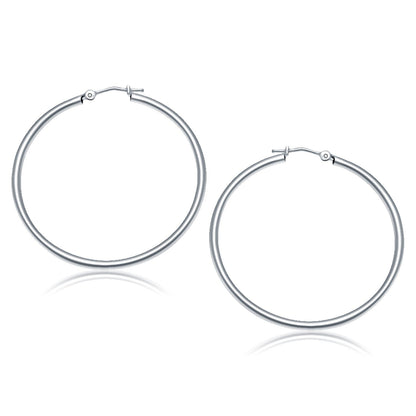 Pendientes de aro pulidos de oro blanco de 14k (40 mm)