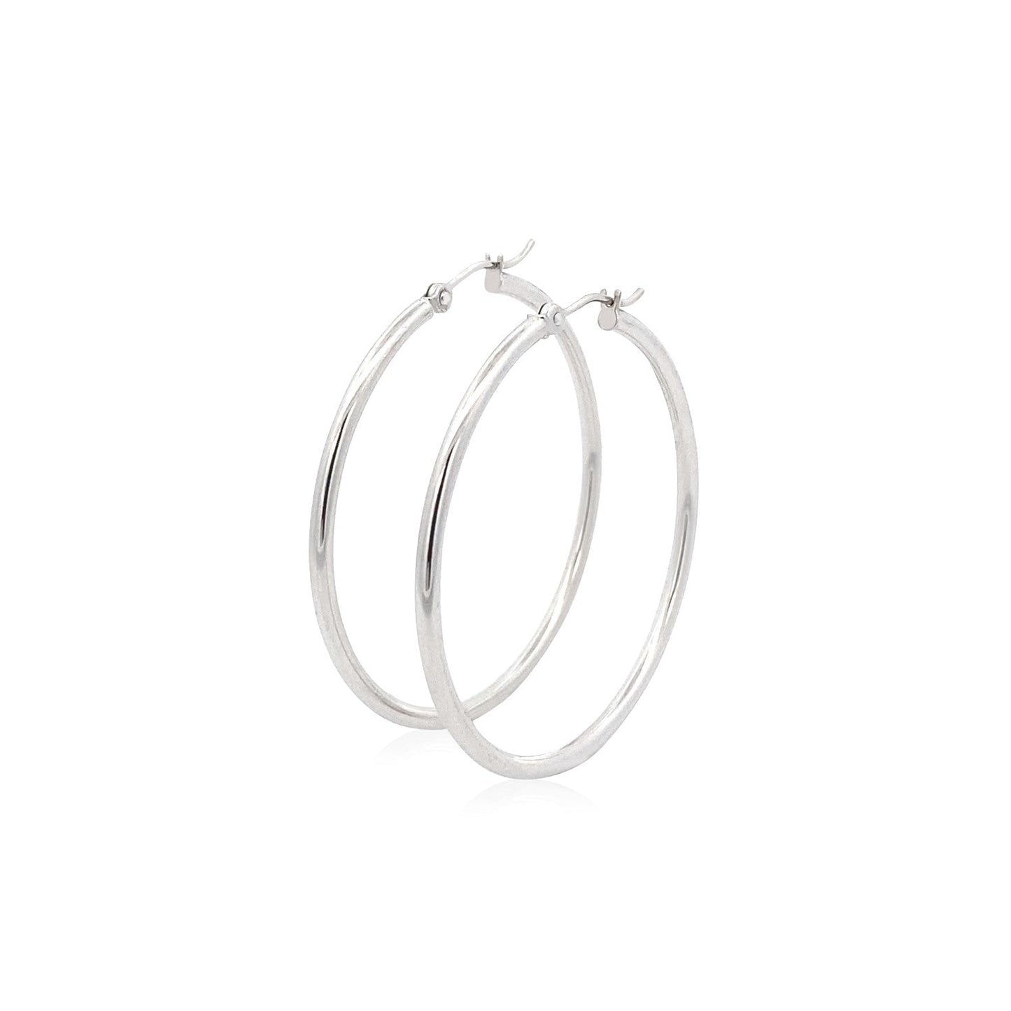 Pendientes de aro pulidos de oro blanco de 14k (40 mm)