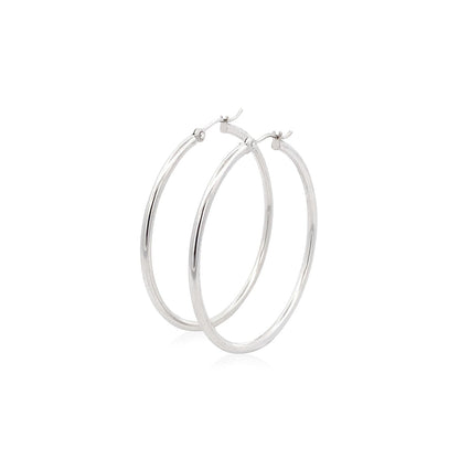 Pendientes de aro pulidos de oro blanco de 14k (40 mm)